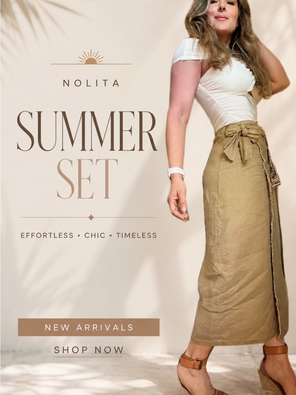 Nolita Tan Tie-Waist Maxi Skirt — Effortless Summer Style